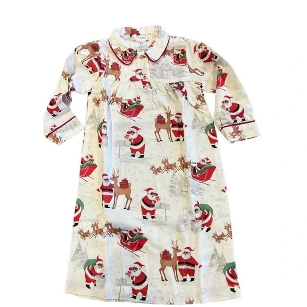 NWT pottery barn kids size 8 girls heritage black Santa nightgown